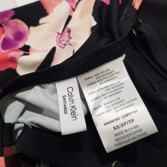 Calvin Klein Floral Printed High-Neck Cross-Back Tankini Top Size XS - Picture 8 of 13